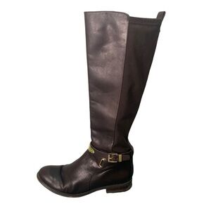 Michael Kors Arley Leather Riding Boots Dark Chocolate Size 7.5